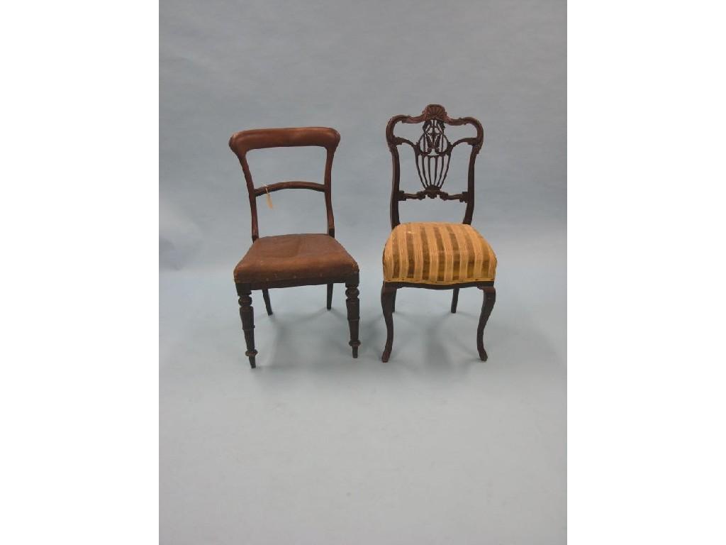 Appraisal: Two Victorian mahogany dining chairs an Edwardian mahogany dining chair