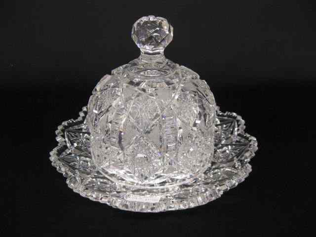 Appraisal: Cut Glass Covered Butter Dish brilliant period '' diameter ''