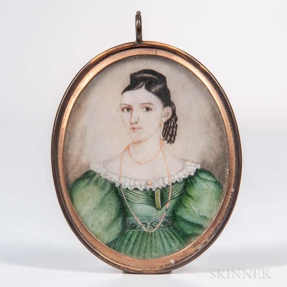 Appraisal: American School Mid- th Century Miniature Portrait of Margaretta McEwen