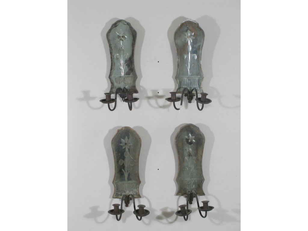 Appraisal: Four Antique Mirrored Candle Wall Sconces th c each consisting