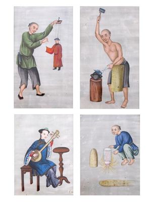 Appraisal: Eleven Chinese rice paper paintings five of female musicians one