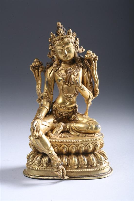 Appraisal: CHINESE GILT BRONZE BODHISATTVA - in high