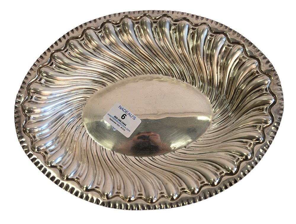 Appraisal: English Silver Oval Bowl Chas Stuart Harris - length inches