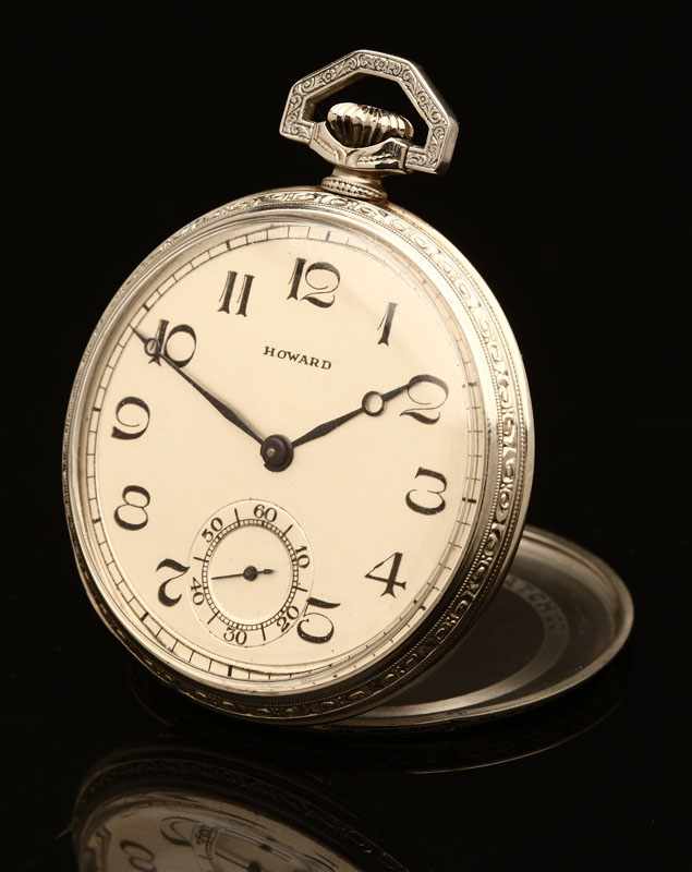 Appraisal: An E Howard K gold pocket watch The silvered dial