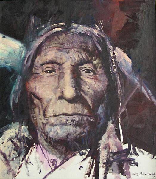 Appraisal: Oleg Stavrowsky American born 'Chief Wolf Robe Cheyenne' signed 'Oleg