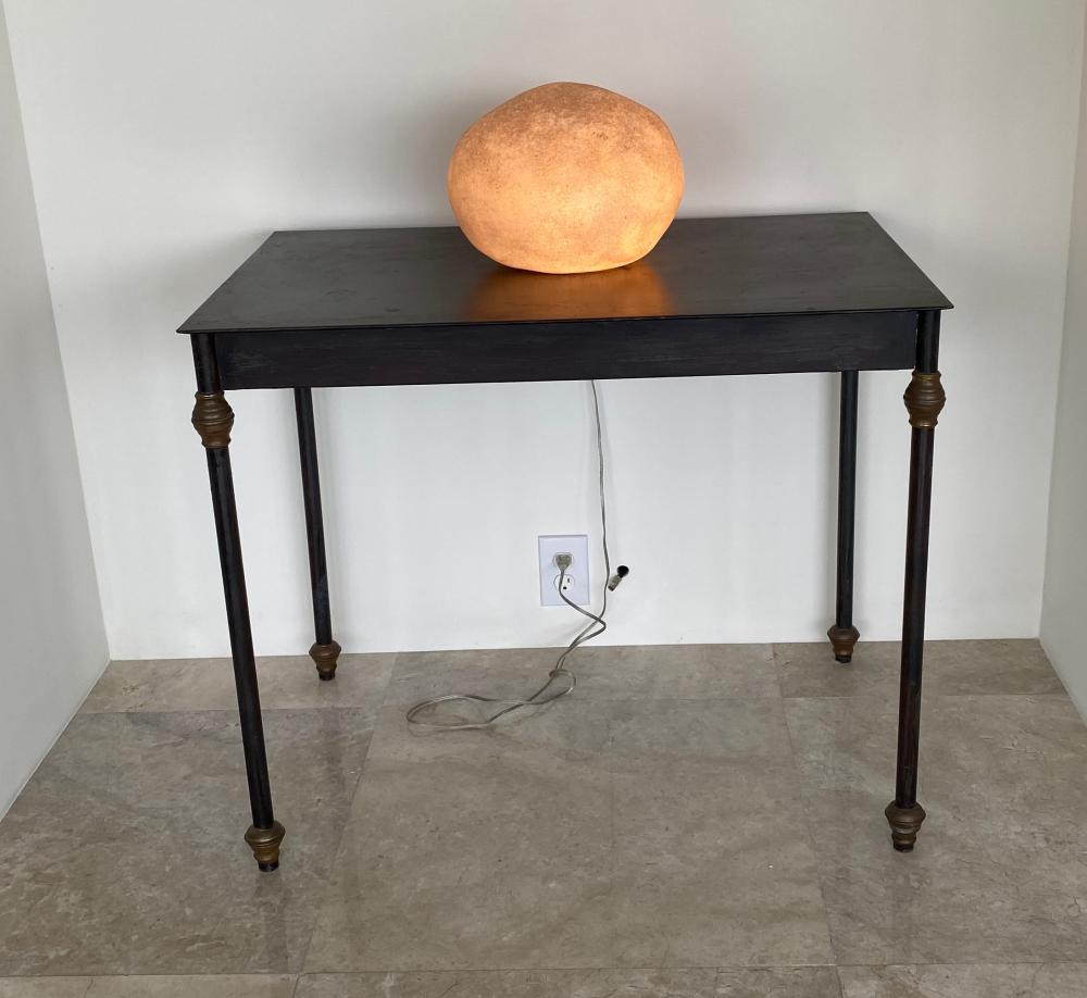 Appraisal: CONTEMPORARY BLACK PATINATED METAL SIDE TABLERectangular with circular tapered legs