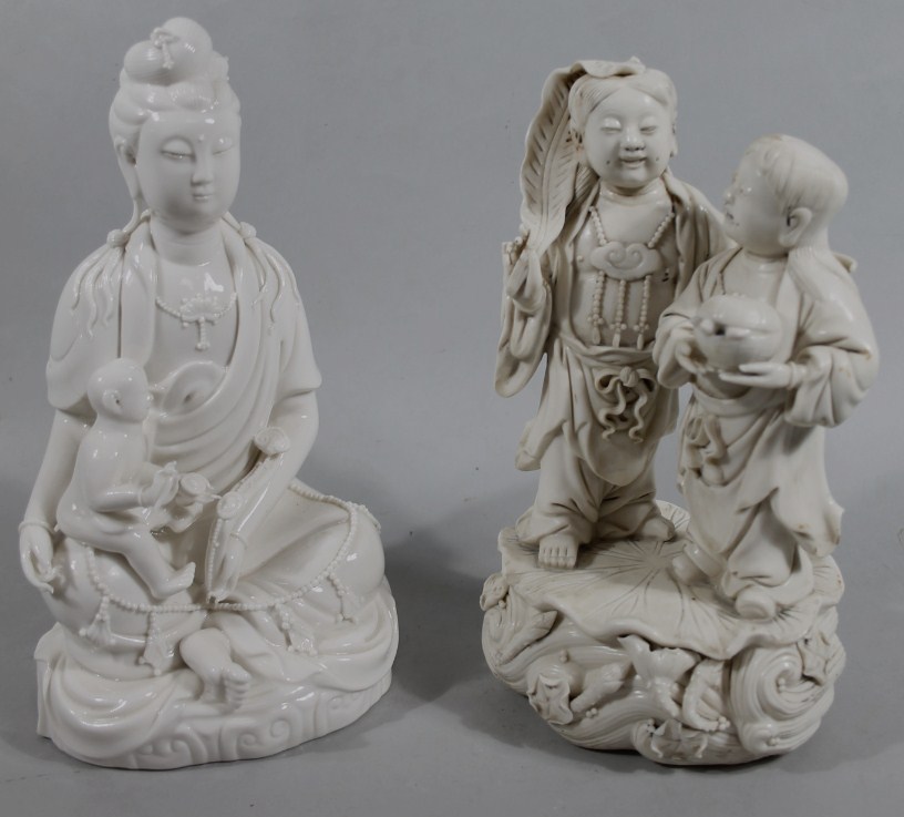 Appraisal: A thC Chinese semi porcelain blanc-de-chine figure in flowing robes