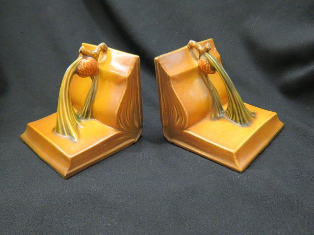 Appraisal: Pair of Roseville Pottery Pinecone Bookends brown excellent