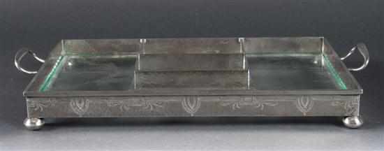 Appraisal: American Art Deco engraved and hammered sterling silver divided tray