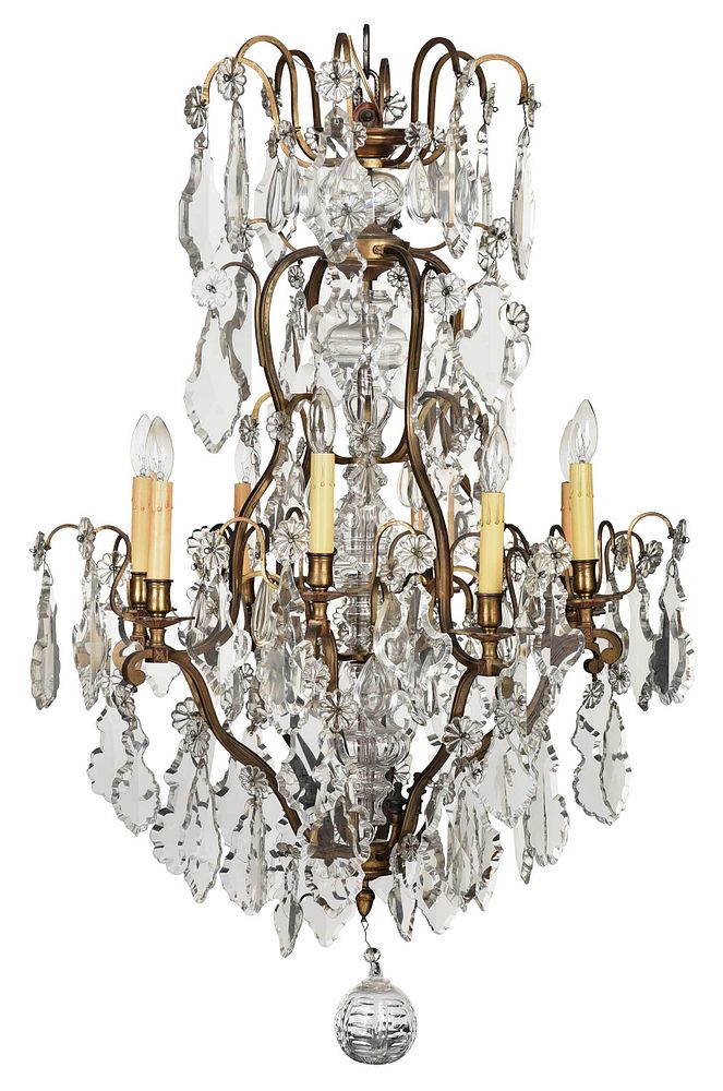 Appraisal: Venetian Style Brass and Crystal Chandelier Italian early th century