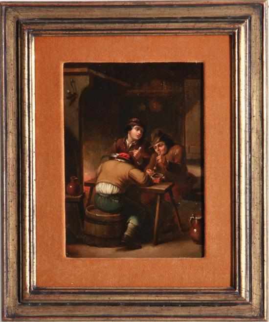 Appraisal: Continental school th century PIPE SMOKERS IN TAVERN oil on