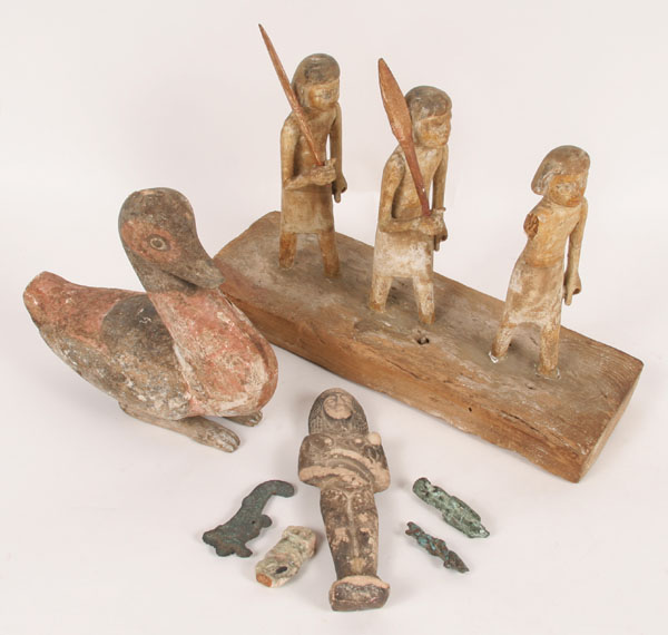 Appraisal: A lot of Egyptian items including a carved and painted