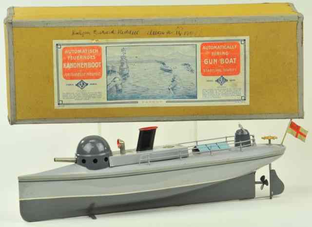 Appraisal: BING BOXED GUNBOAT Germany c painted in grey and dark