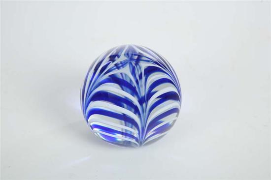 Appraisal: PAPERWEIGHT Witchball style weight with pulled blue and white decoration