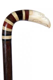 Appraisal: Nautical Eagle Cane- Ca - A carved whale s tooth