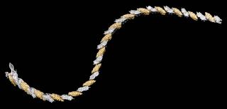 Appraisal: kt Diamond Bracelet two-tone gold links round brilliant diamonds estimated