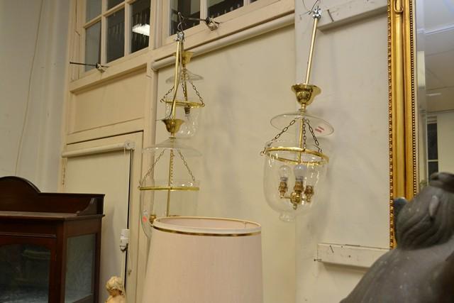 Appraisal: A GROUP OF THREE GRADUATED BELL CEILING LIGHTS A GROUP