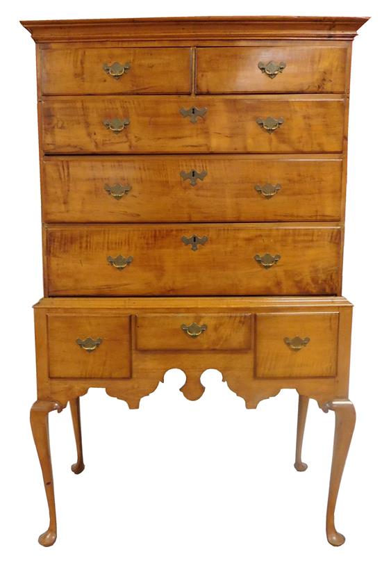 Appraisal: Queen Anne highboy with th C elements and alterations projecting