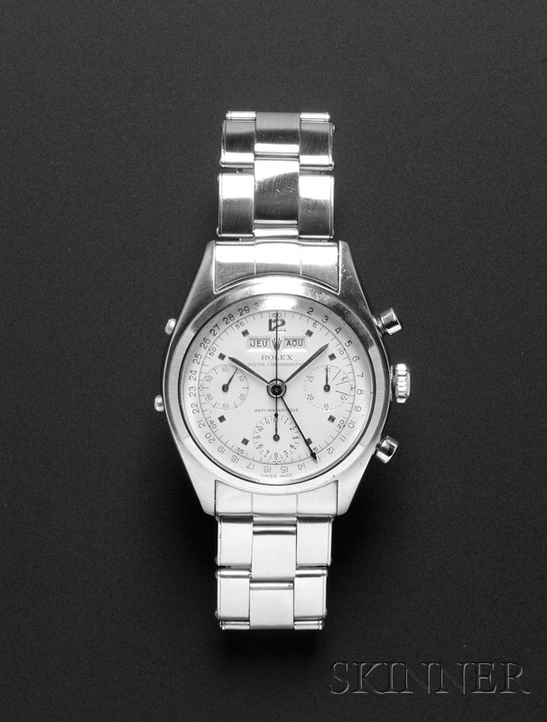 Appraisal: Rolex Oyster Chronograph Gentleman's Wristwatch Jean-Claude Killy Ref tonneau-shaped two-part