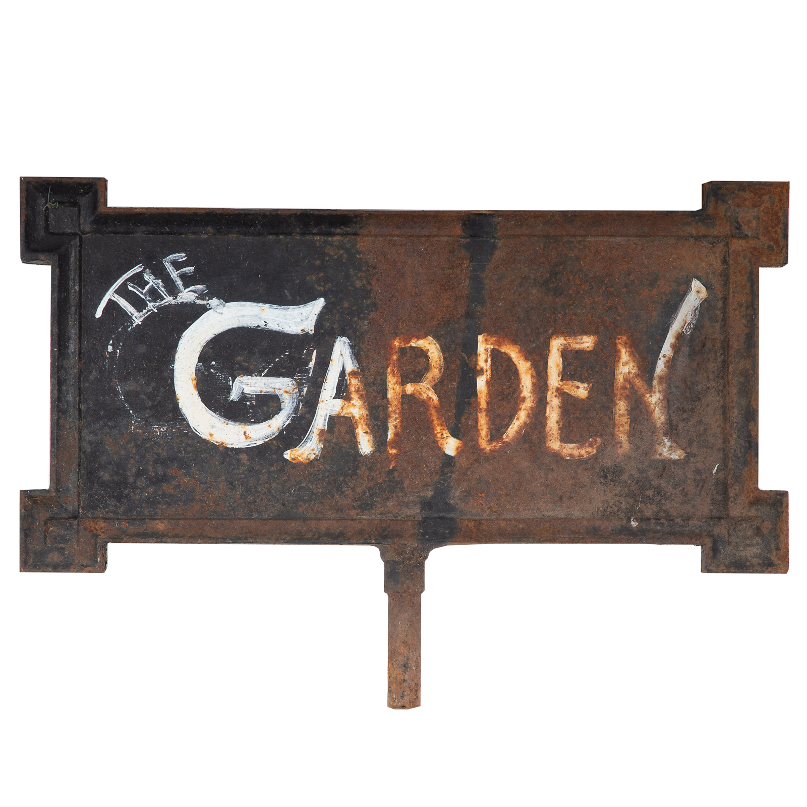 Appraisal: VICTORIAN CAST IRON GARDEN SIGN Second half- th century Rectangular