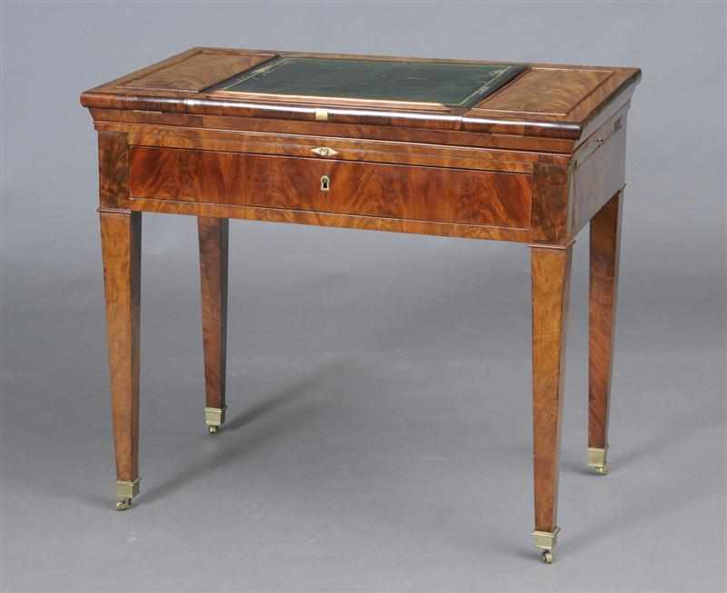 Appraisal: EMPIRE MAHOGANY ARCHITECT'S TABLE The rectangular top inset with leather