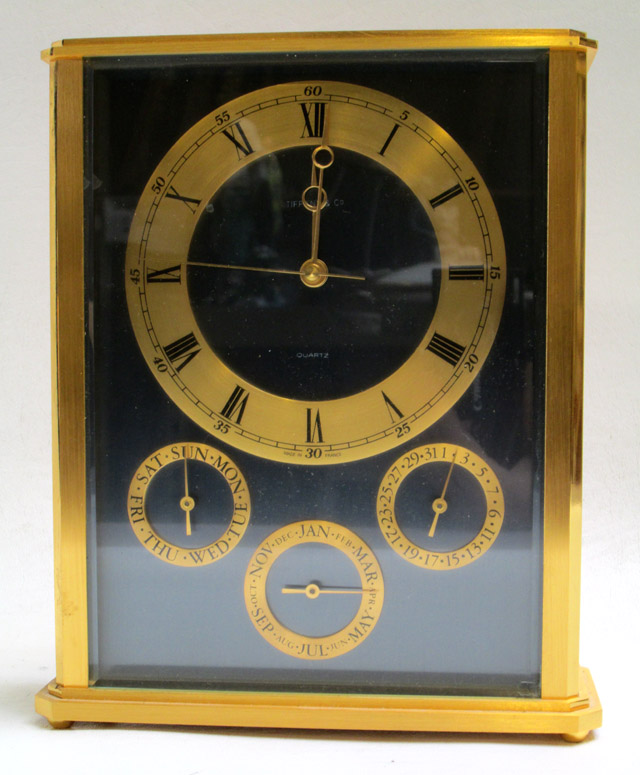 Appraisal: TIFFANY COMPANY MANTLE CLOCK having roman numeral dial and Quartz