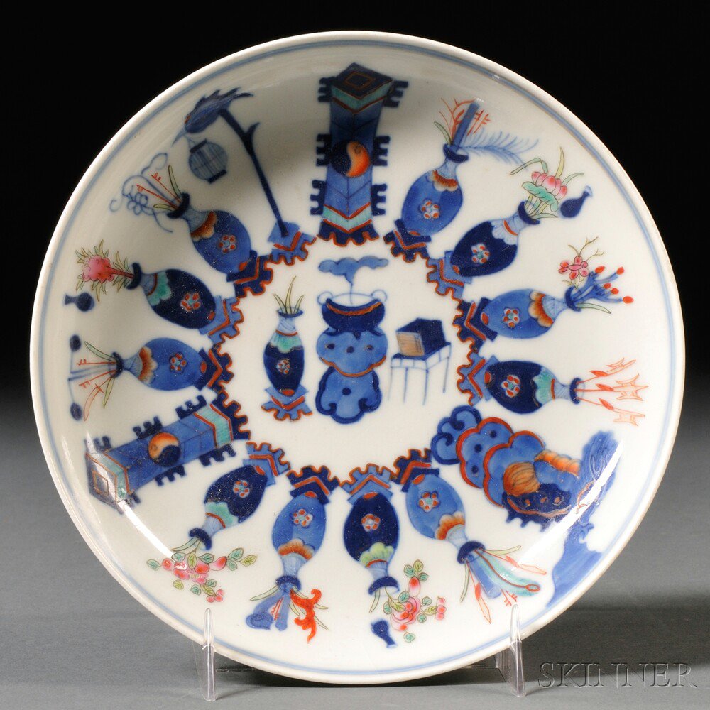 Appraisal: Blue and White Dish China th century with famille rose