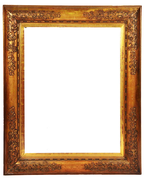 Appraisal: A LARGE GILT CUSHION MOULDED PICTURE FRAME with flower decoration