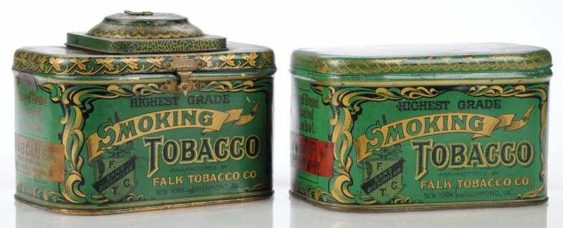 Appraisal: Lot of Falk Highest Grade Tobacco Tins Description Tobacco manufactured