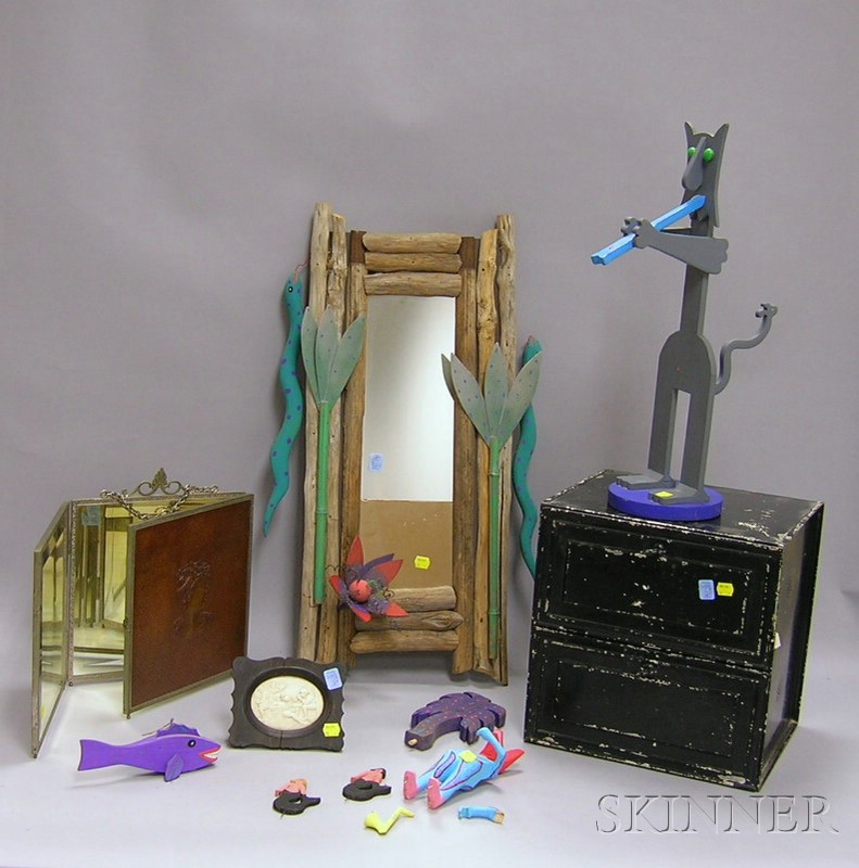 Appraisal: Five Assorted Decorative and Collectible Items contemporary folk art Accorsi