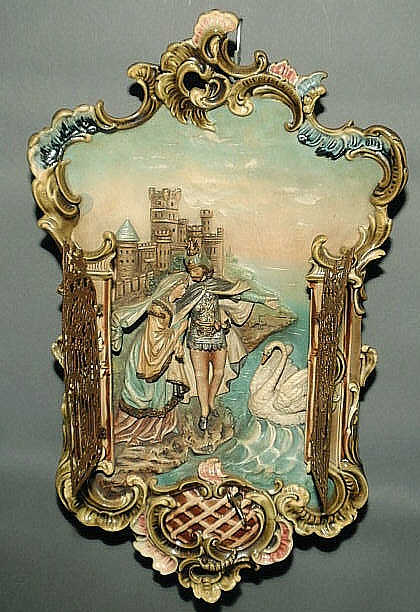 Appraisal: Majolica porcelain plaque of a medieval figural scene th c