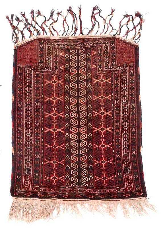 Appraisal: Baluch Rug Persian th century prayer rug with horizontal stripes