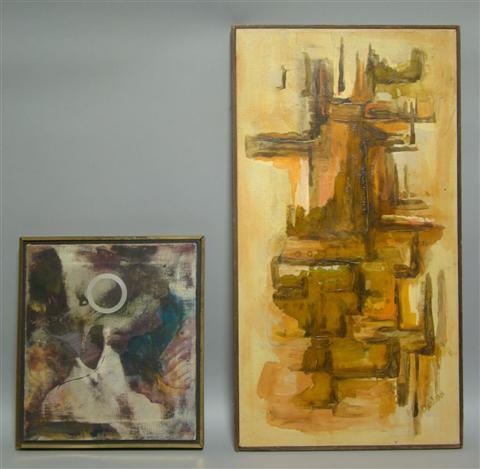 Appraisal: MICHAEL FENTON ABSTRACT along with three other works Acrylic on