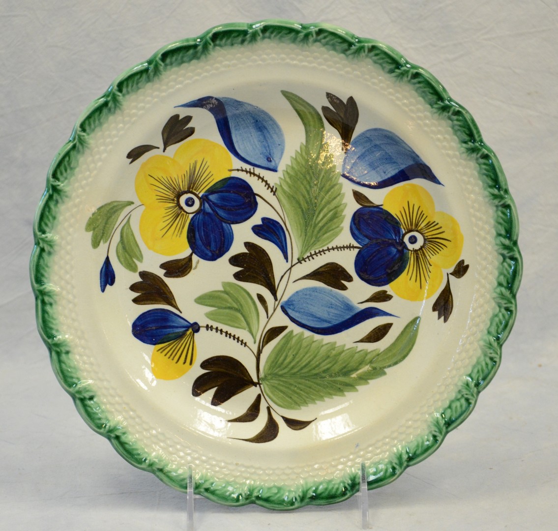 Appraisal: Large Leeds Feather Edge Pearlware Plate green edge Pansy polychrome