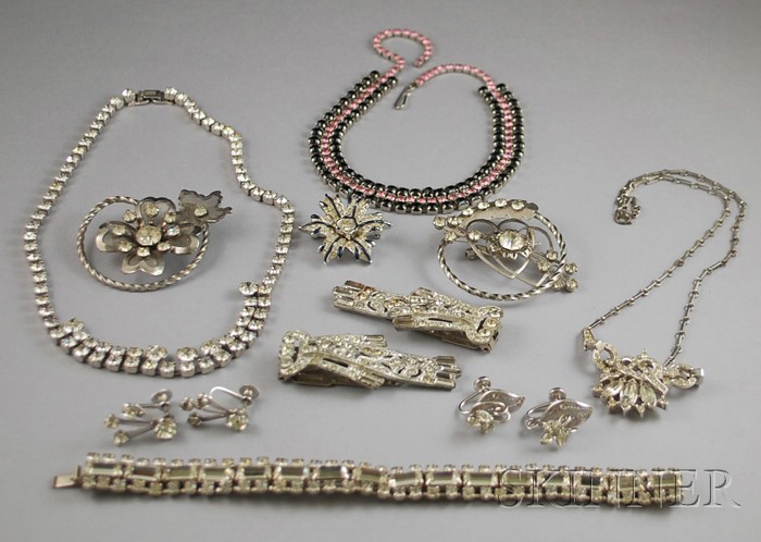 Appraisal: Small Group of Rhinestone and Paste Costume Jewelry including necklaces