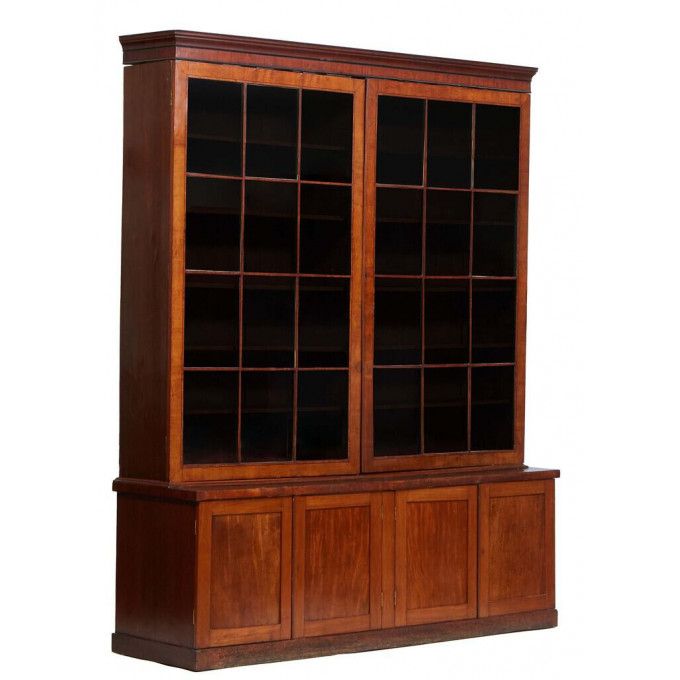 Appraisal: Large English Georgian Style Carved Mahogany Bookcase th c the