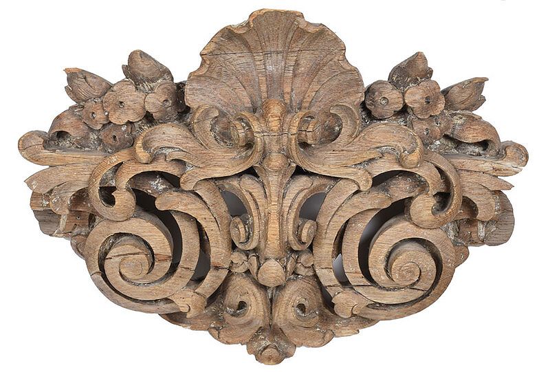 Appraisal: Rococo Style Carved Oak Architectural Wall Ornament Continental th century