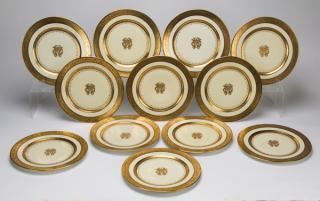 Appraisal: Set of Bavarian monogramed porcelain plates Set of twelve porcelain