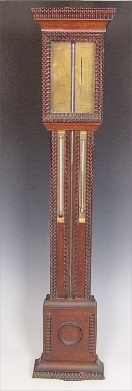 Appraisal: C G GIBBARD WALNUT STICK BAROMETER Marked C G Gibbard