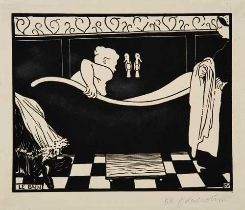 Appraisal: F LIX VALLOTTON Le Bain Woocut on heavy cream wove