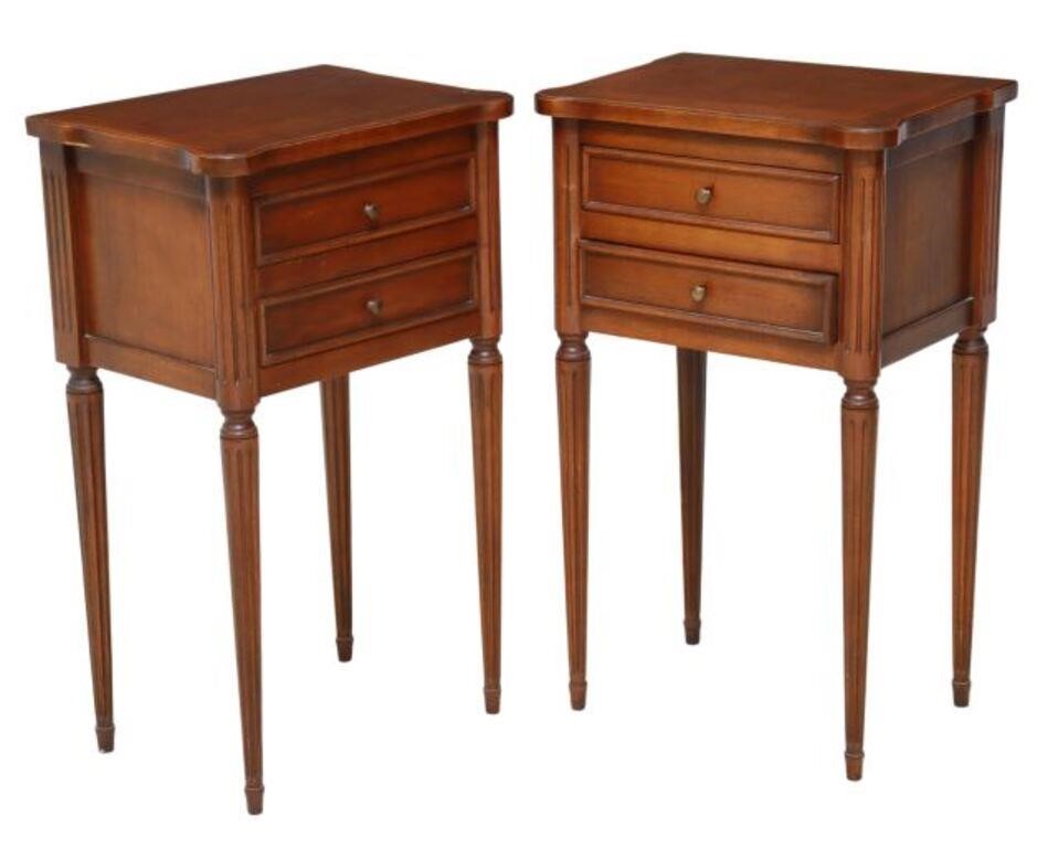 Appraisal: pair French Louis XVI style nightstands th c having shaped