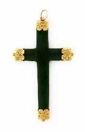 Appraisal: A ct gold set green stone set crucifix pendant approximately