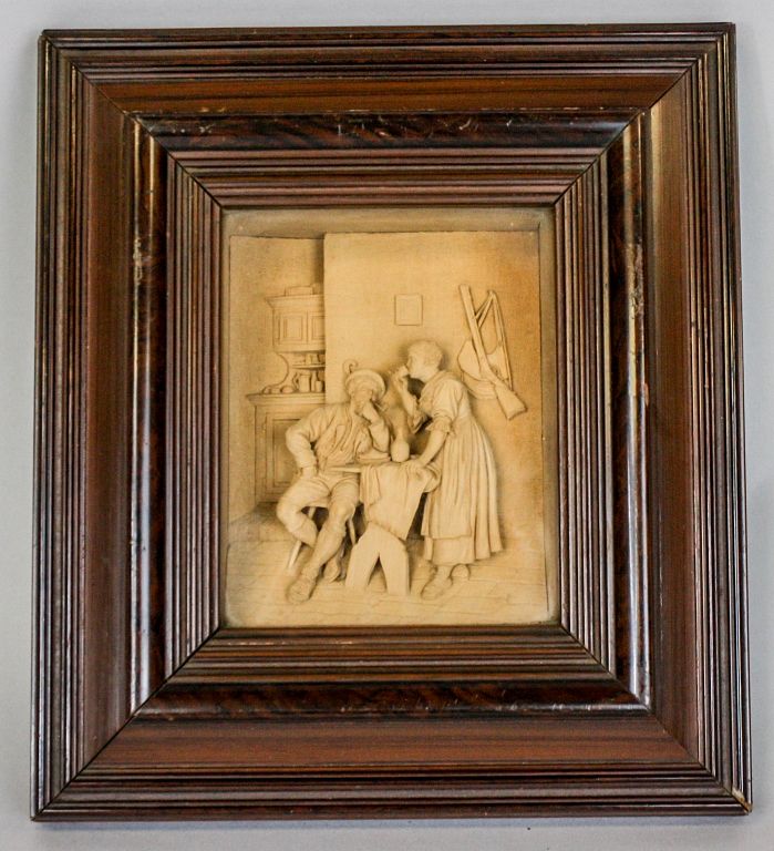 Appraisal: Carved Wood Black Forest Interior Scene Intricately carved German Black