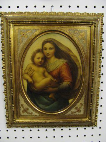 Appraisal: Italian Print of Madonna Child in gold gilt frame