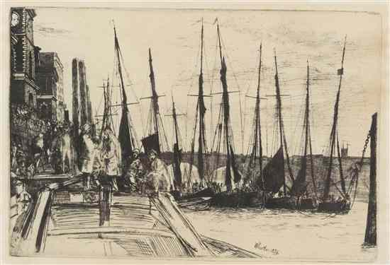 Appraisal: James Abbott McNeill Whistler American - Billingsgate etching x inches