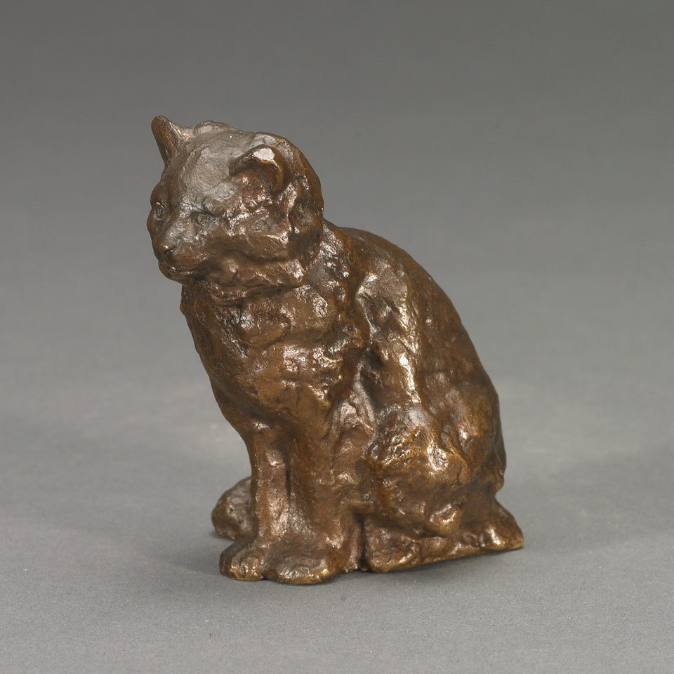 Appraisal: SEATED CAT Emmanuel Fremiet French - patinated bronze signed Fremiet