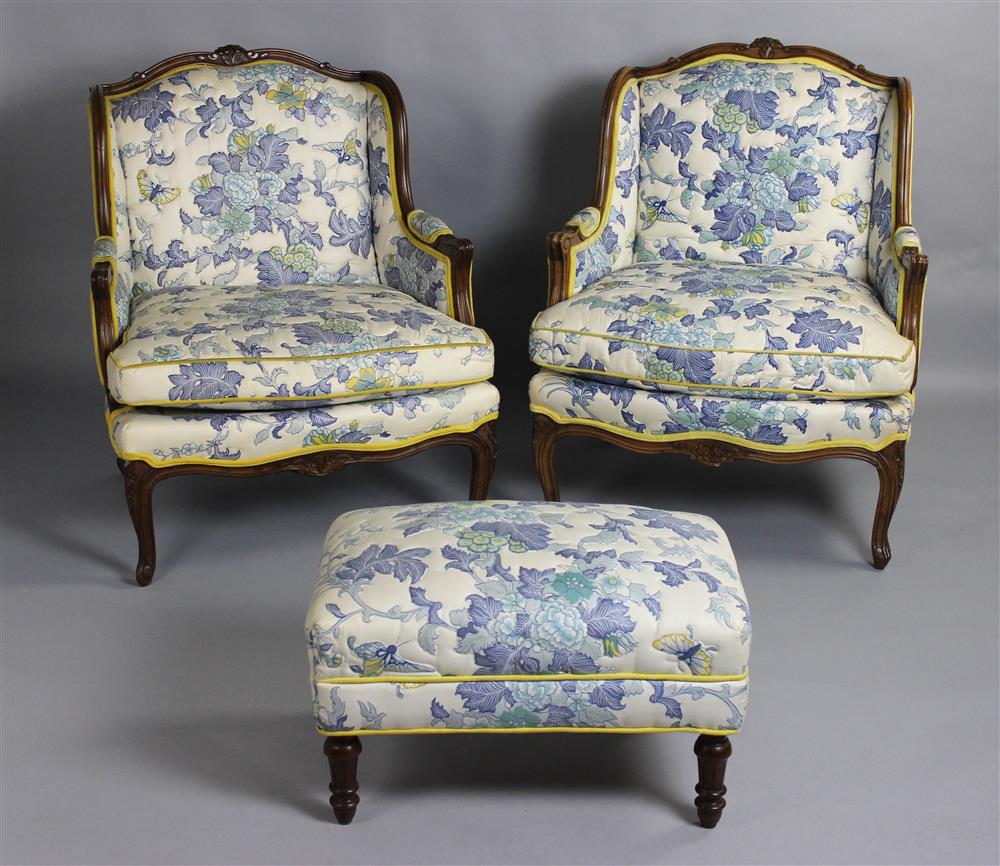 Appraisal: PAIR OF H FEINBERG'S LOUIS XV STYLE BERGERES TOGETHER WITH