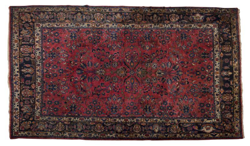 Appraisal: Semi-Antique Sarouk room size medium red field with overall floral