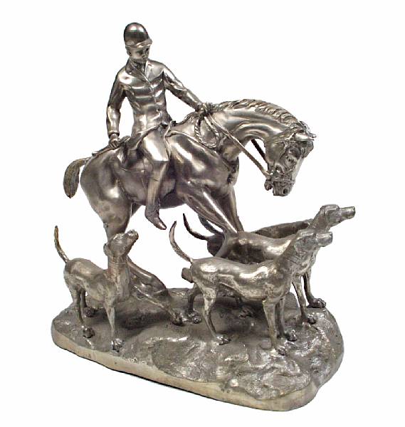 Appraisal: A silvered bronze figure of a hunter height in width