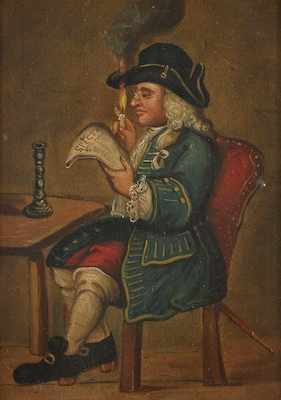 Appraisal: Anonymous British Painting of a Man Reading An amusing narrative